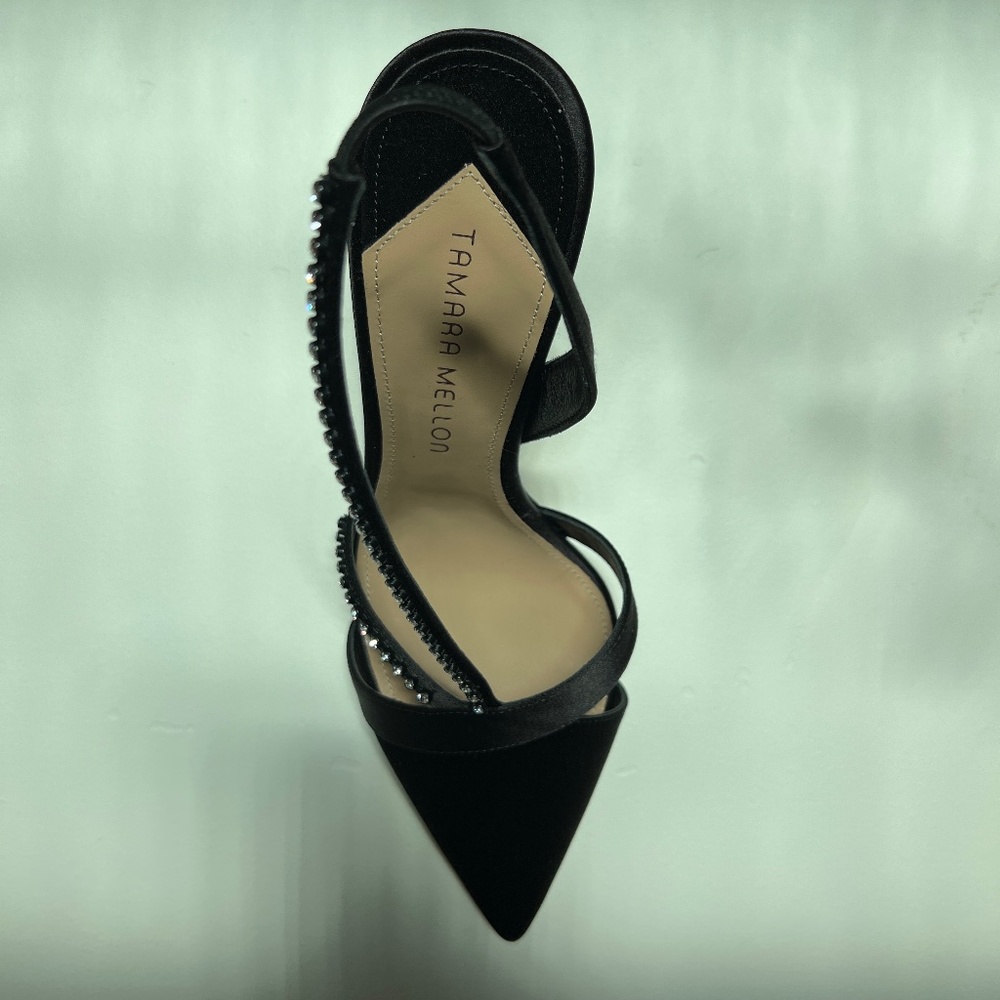 Tamara Mellon “Room Key” Black Satin